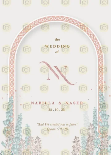 Floral Themed Wedding Invitation With An Arch Design